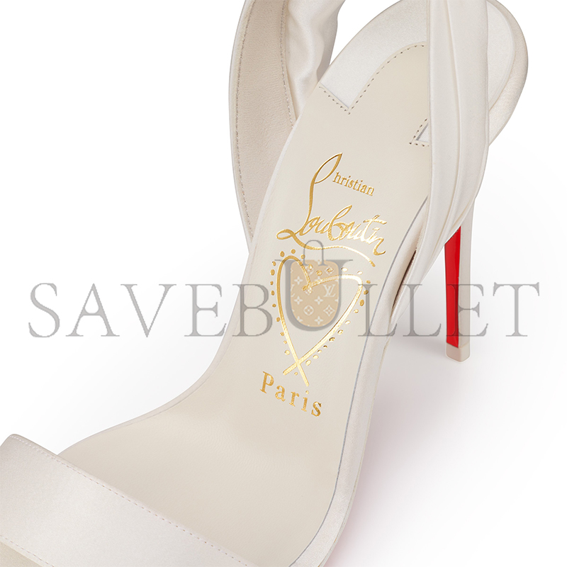 Ch**an louboutin sandale du desert 100 mm strappy sandals crepe satin ivory women 3220076w446